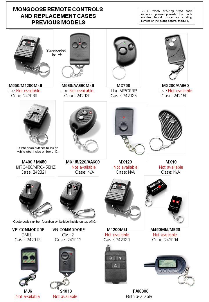 SECURITY REMOTE CONTROLS WHICH REMOTE OR CASE