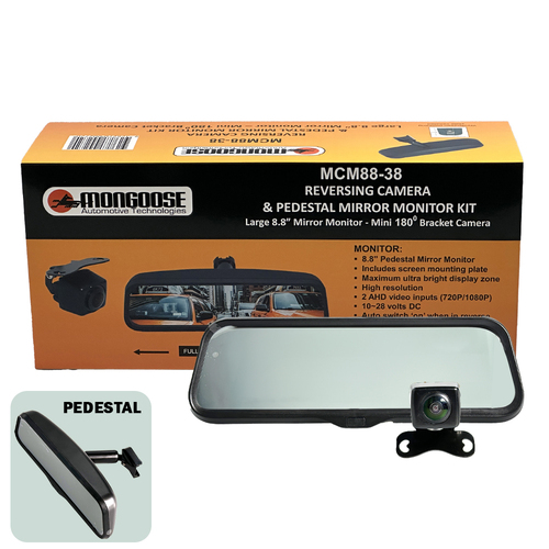 MCM88-38 - 8.8" REPLACEMENT MIRROR - FULL HD - REPLACEMENT MIRROR MONITOR AND CAMERA KIT