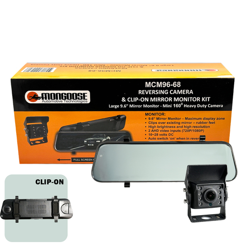 MCM96-68 - 9.6" CLIP ON MIRROR - FULL HD - CLIP ON MIRROR MONITOR AND CAMERA KIT