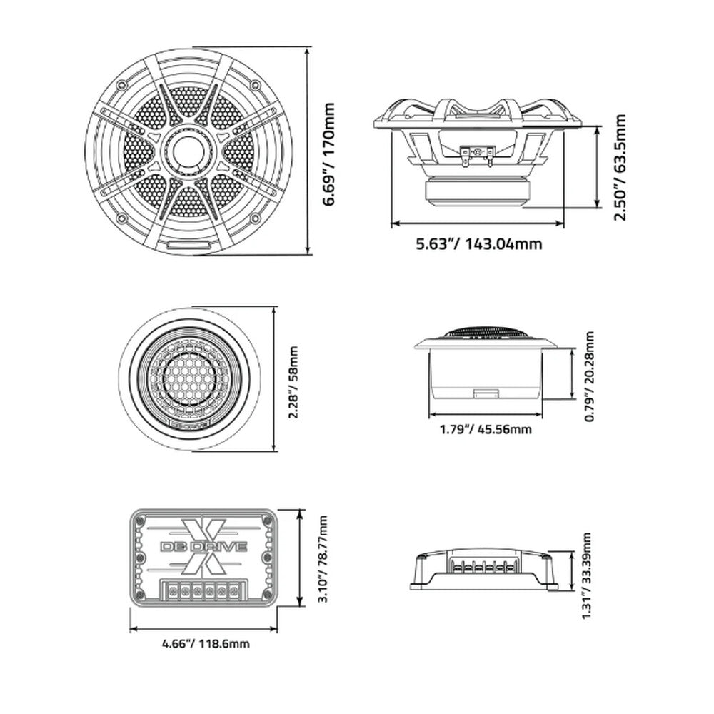DB DRIVE 6.5" COMPONENT SPEAKERS 250W RMS (PAIR) X SERIES
